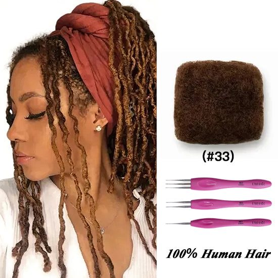 Exyhair #33 Tight Afro Kinky Bulk 100% Human Hair for Ideal to Make/ Repair Afro Hair Braids, Dreadlocks Extension, Afro Twist