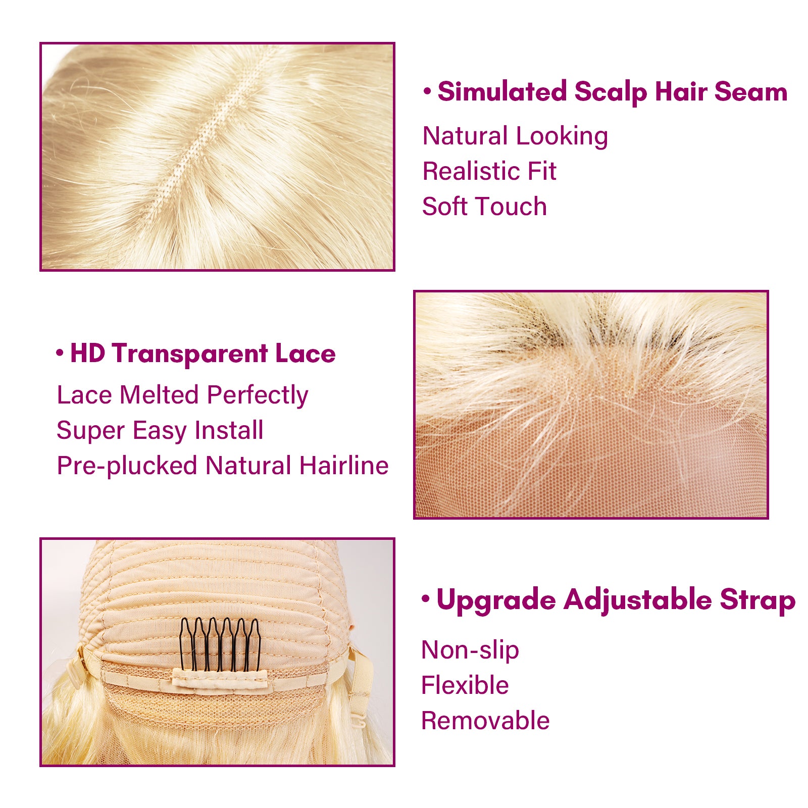 Exyhair 30 Inch Color 613 Honey Blonde 180% Density 13x6 Lace Front Body Wave Human Hair Wig