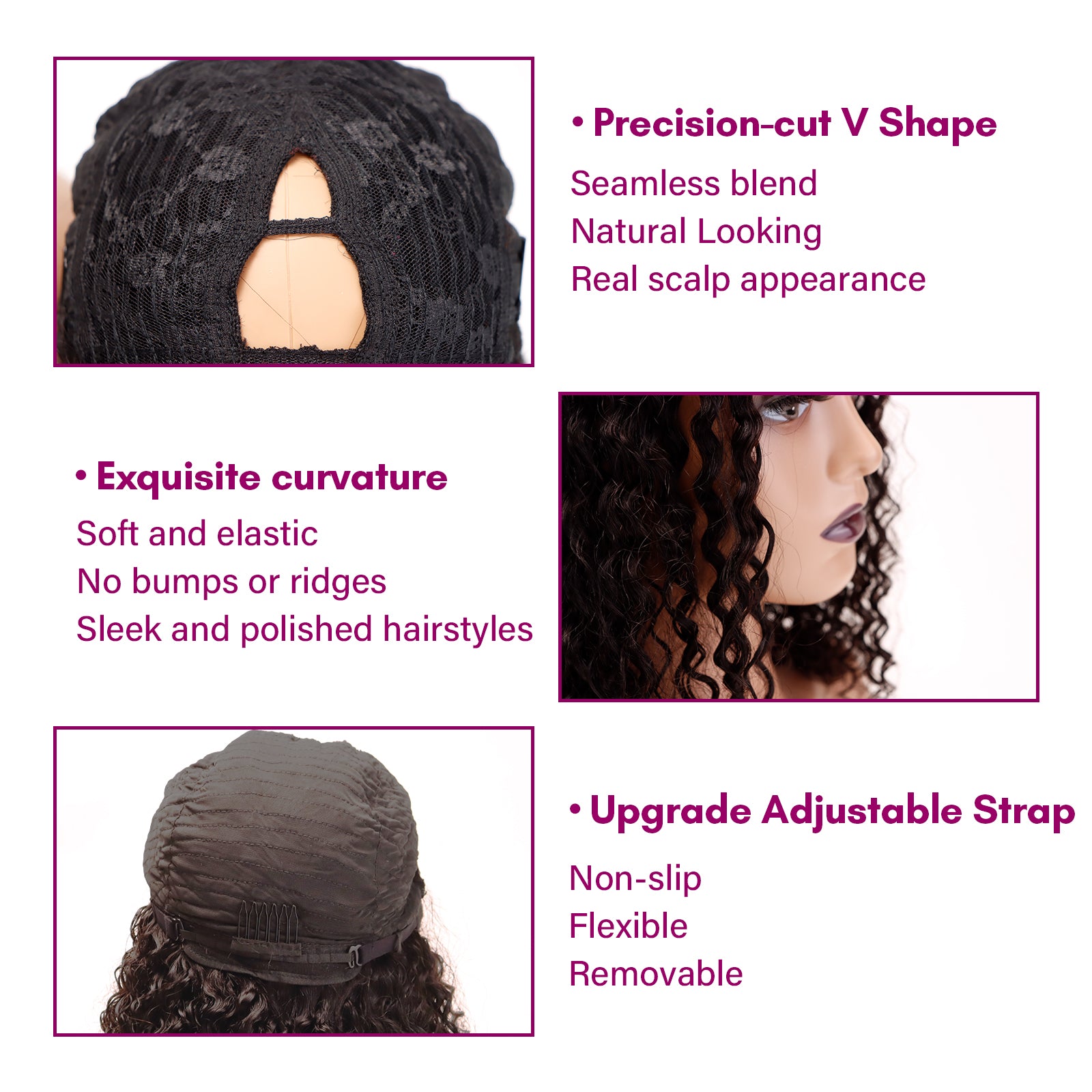 Exyhair 180% Density Glueless Afro Kinky Curly V Part Wigs Human Hair Beginner Friendly No Leave Out