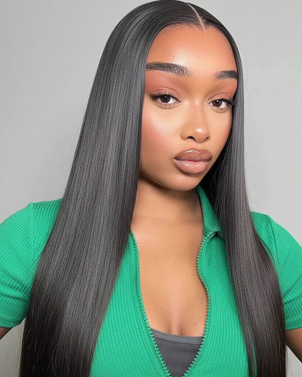Exyhair 180% density Virgin Human Hair Straight Lace Frontal Wig Natural Color