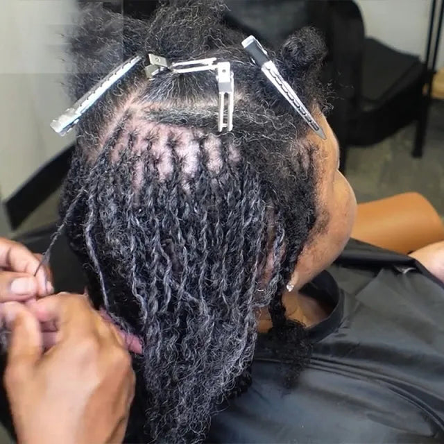 Exyhair #Salt and Pepper Tight Afro Kinky Bulk 100% Human Hair for Ideal to Make/ Repair Afro Hair Braids, Dreadlocks Extension, Afro Twist, with Crochet Hook