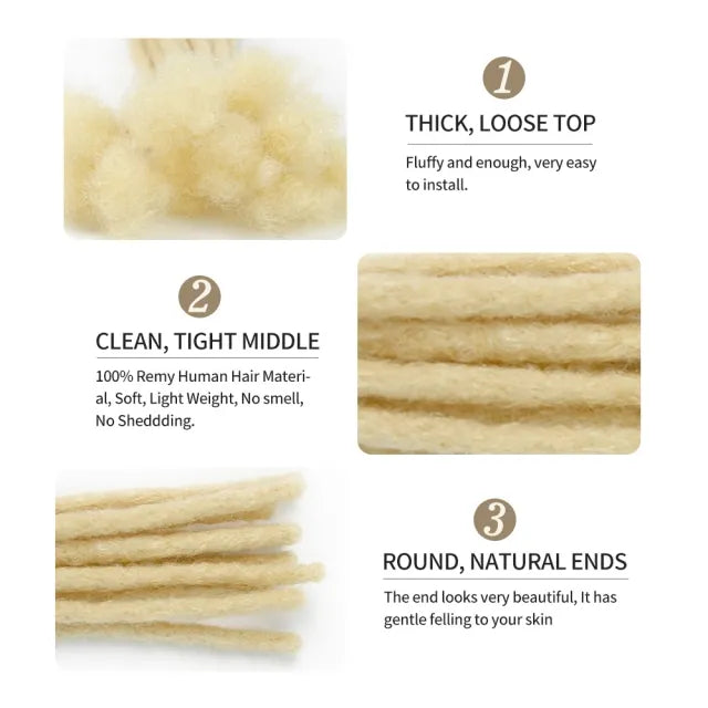 Exyhair 100% Human Hair Dreadlocks Extensions Blonde #613 Handmade Loc Crochet Braiding ( Free crochet hook + Free shipping)