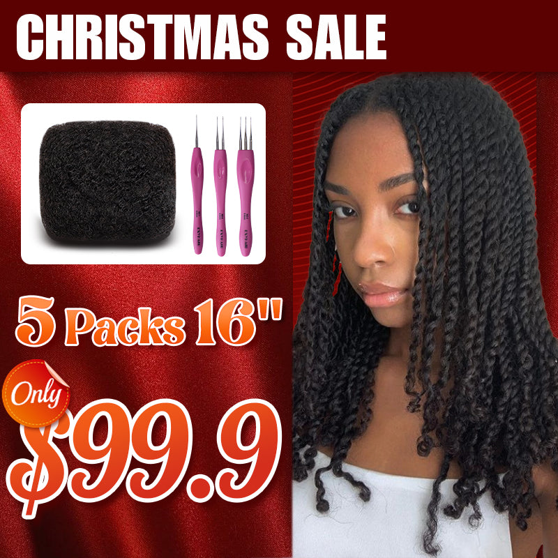 Exyhair 16 inch Tight Afro Kinky Bulk 100% Human Hair for Ideal to Make/ Repair Afro Hair Braids, Dreadlocks Extension, Afro Twist