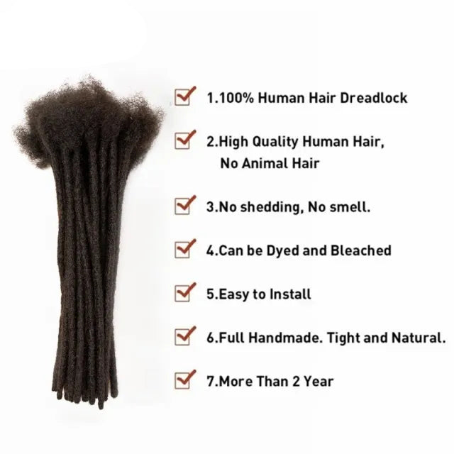 Exyhair #2 Loc Extensions Human Hair for Man/Women Handmade Permanent Soft Locs with Needle