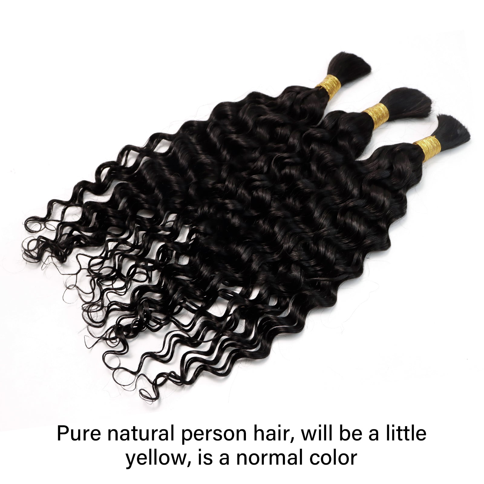 Exyhair 60G Water Wave Natural Black Bulk Human Hair Extensions for boho knotless braiding hair, twist, braids and miracle knots