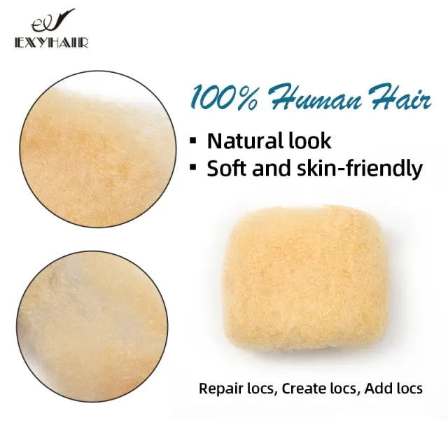 #613 Tight Afro Kinky Bulk Human Hair for Draedlock Extensions, Repair Locs, Twists and Braids