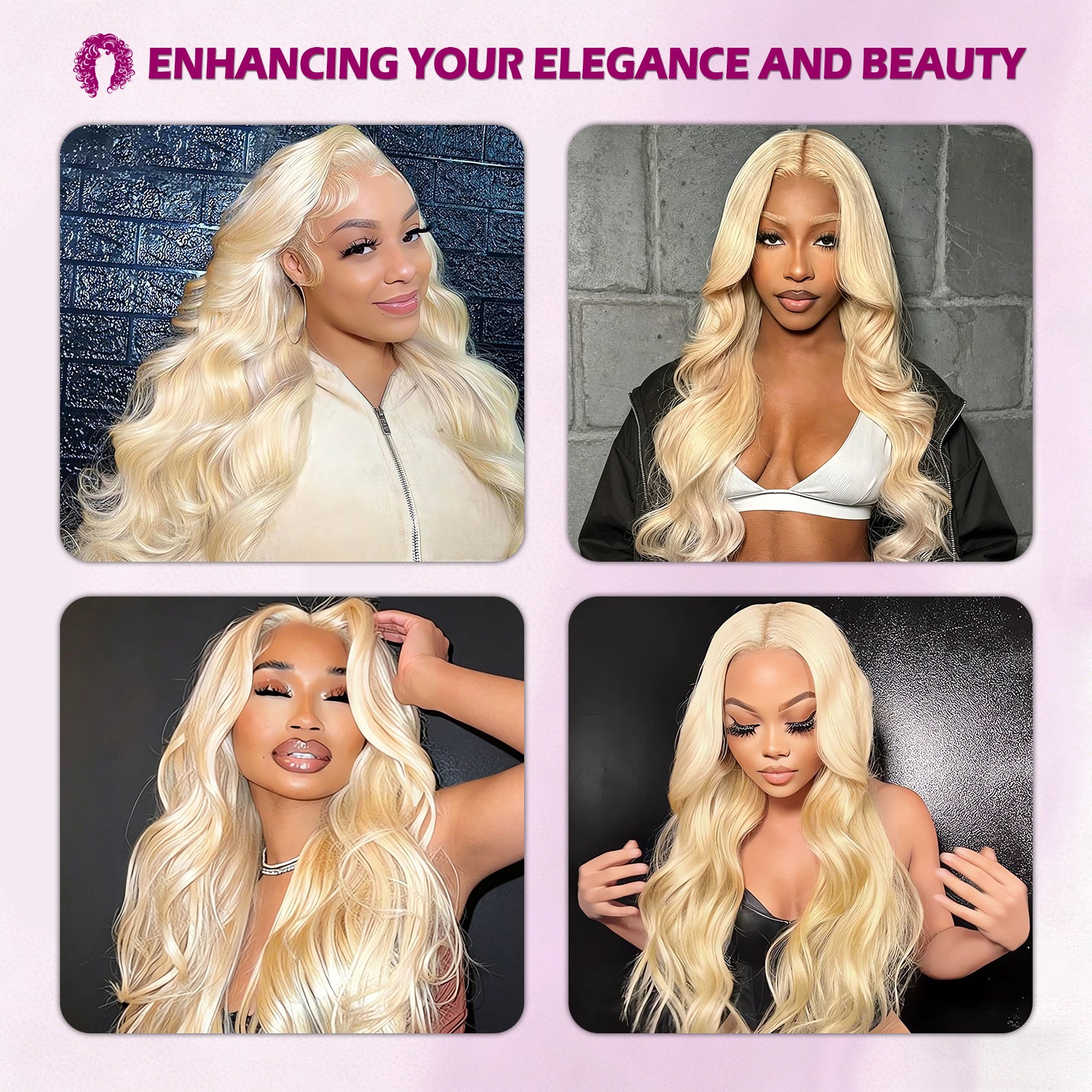 Exyhair 30 Inch Color 613 Honey Blonde 180% Density 13x6 Lace Front Body Wave Human Hair Wig