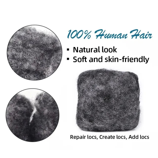 Exyhair #Salt and Pepper Tight Afro Kinky Bulk 100% Human Hair for Ideal to Make/ Repair Afro Hair Braids, Dreadlocks Extension, Afro Twist, with Crochet Hook