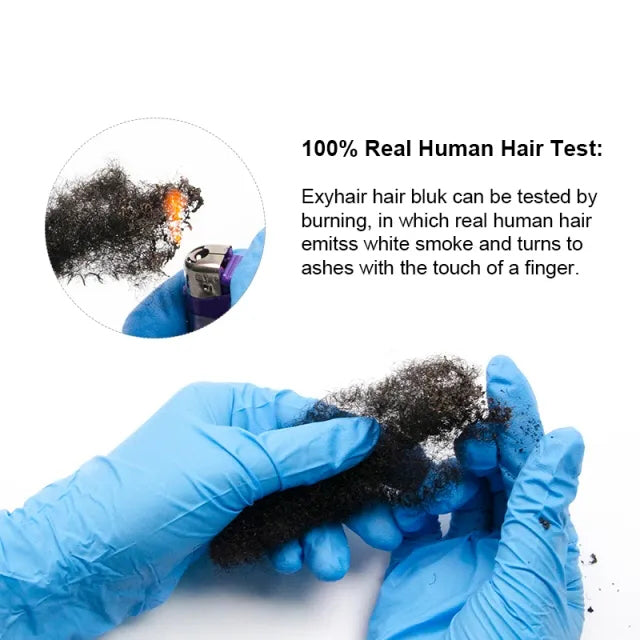 Exyhair #30 Tight Afro Kinky Bulk 100% Human Hair for Ideal to Make/ Repair Afro Hair Braids, Dreadlocks Extension, Afro Twist