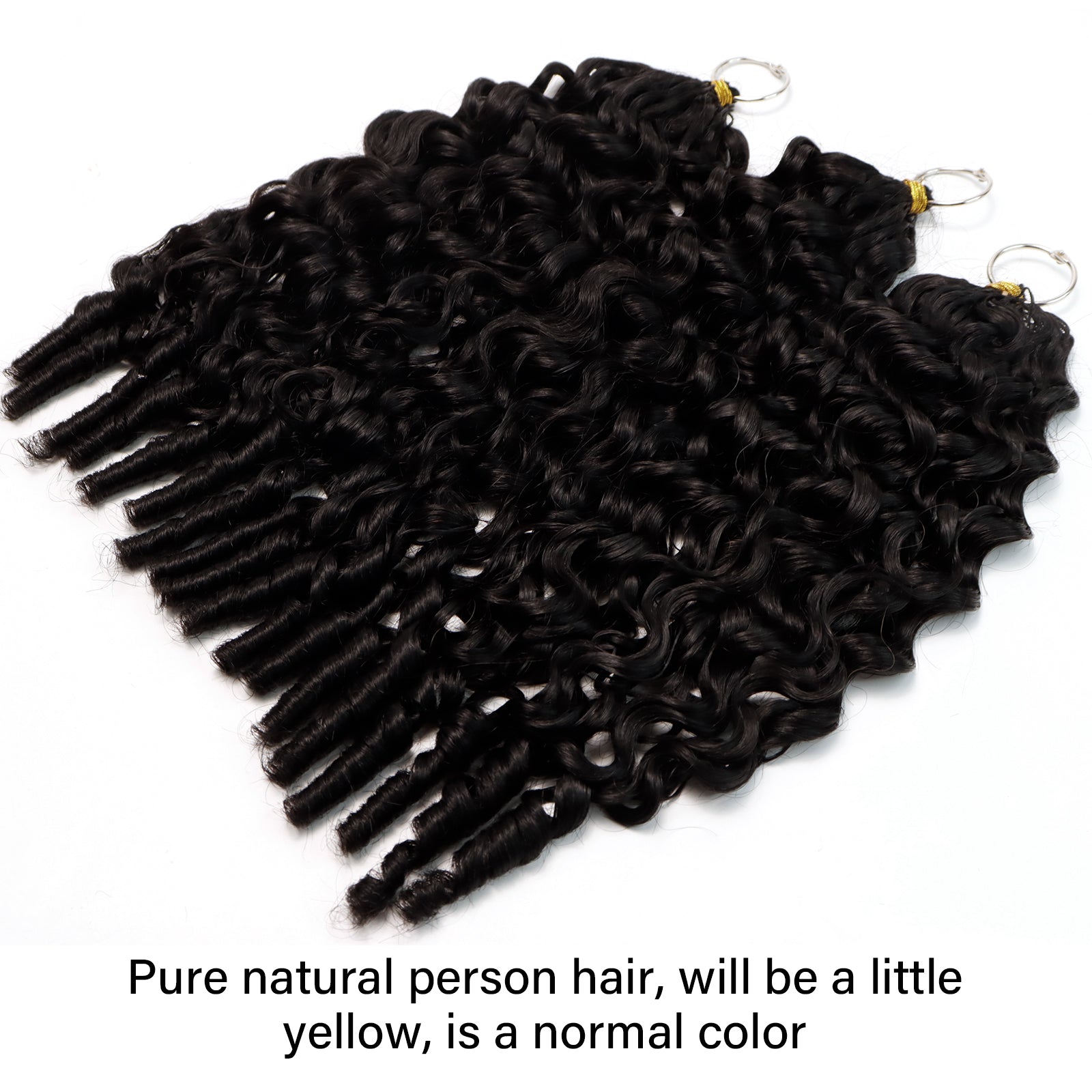 Exyhair 60G Burmese Curly Natural Black Feather Crochet Hair Extension for boho hair, twist, braids and miracle knots