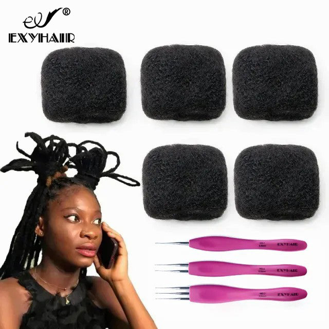 16 inch Tight Afro Kinky Bulk 100% Human Hair for Ideal to Make/ Repair Afro Hair Braids, Dreadlocks Extension, Afro Twist