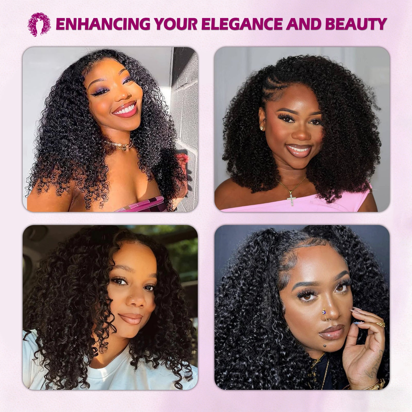 Exyhair 180% Density Glueless Afro Kinky Curly V Part Wigs Human Hair Beginner Friendly No Leave Out
