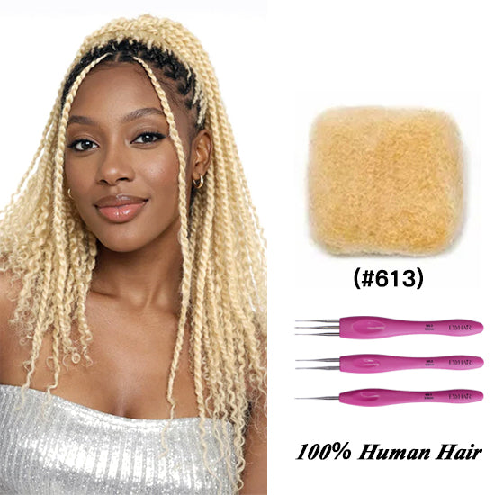 Exyhair #613 Tight Afro Kinky Bulk Human Hair for Draedlock Extensions, Repair Locs, Twists and Braids