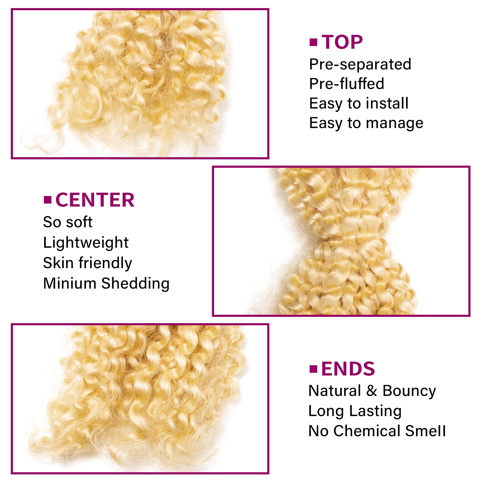 Exyhair Afro Kinky Curly Human Hair Bulk Curly Texture for Permanent Micro Locs,Twists, Braids, Repair Locs (#1B Natural Black)