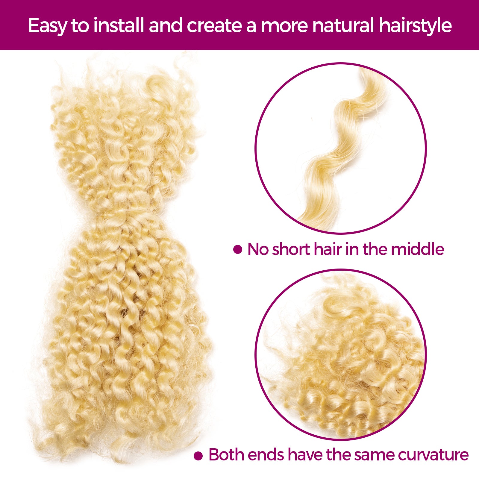 Exyhair Afro Kinky Curly Human Hair Bulk Curly Texture for Permanent Micro Locs,Twists, Braids, Repair Locs (#1B Natural Black)