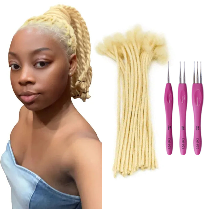 Exyhair #613 Dreadlocks Extensions 100% Human Hair Handmade Loc Crochet Braiding ( Free crochet hook + Free shipping)