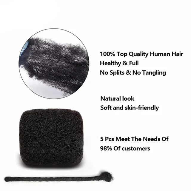 Exyhair 8 inch Tight Afro Kinky Bulk 100% Human Hair for Dreadlocks Twisting and Braiding, Afro Twist, with Crochet Hook