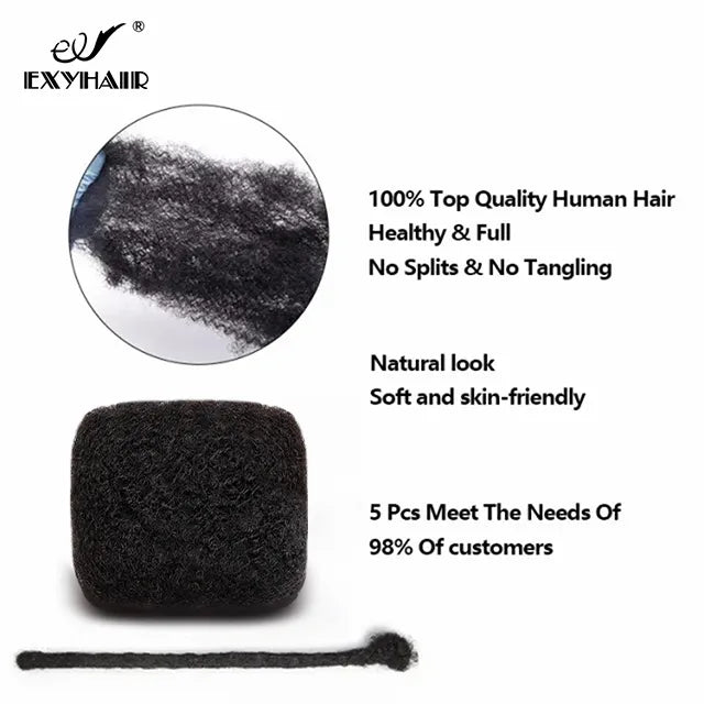 16 inch Tight Afro Kinky Bulk 100% Human Hair for Ideal to Make/ Repair Afro Hair Braids, Dreadlocks Extension, Afro Twist
