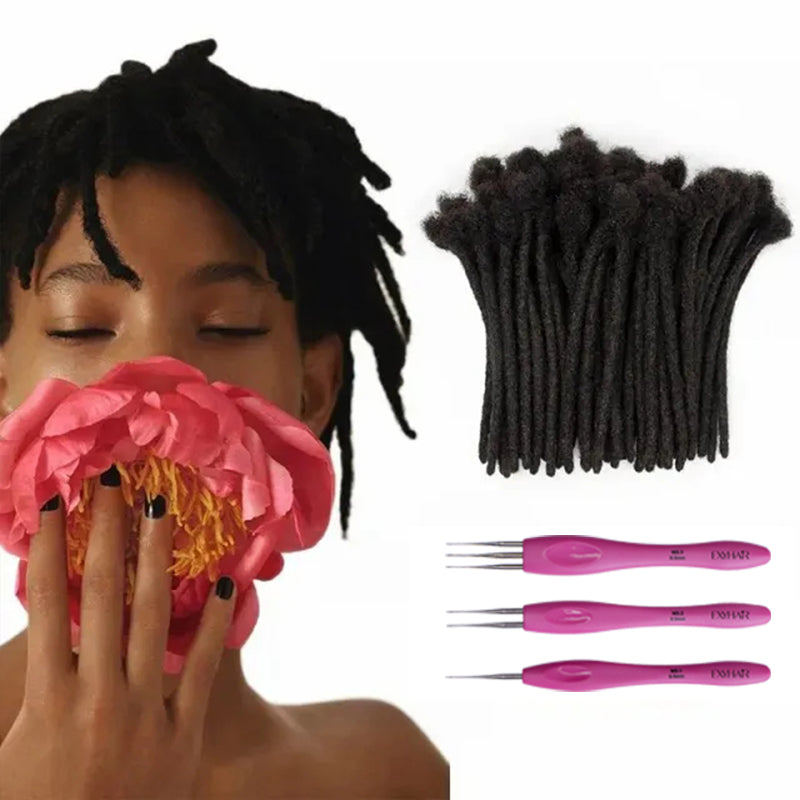 Exyhair 6 Inch Hot Style High Quality Afro Kinky Human Hair Crochet Dreadlock Extensions ( Free crochet hook + Free shipping)
