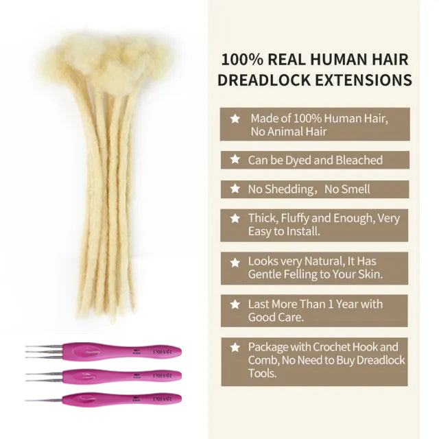Exyhair #613 Dreadlocks Extensions 100% Human Hair Handmade Loc Crochet Braiding ( Free crochet hook + Free shipping)