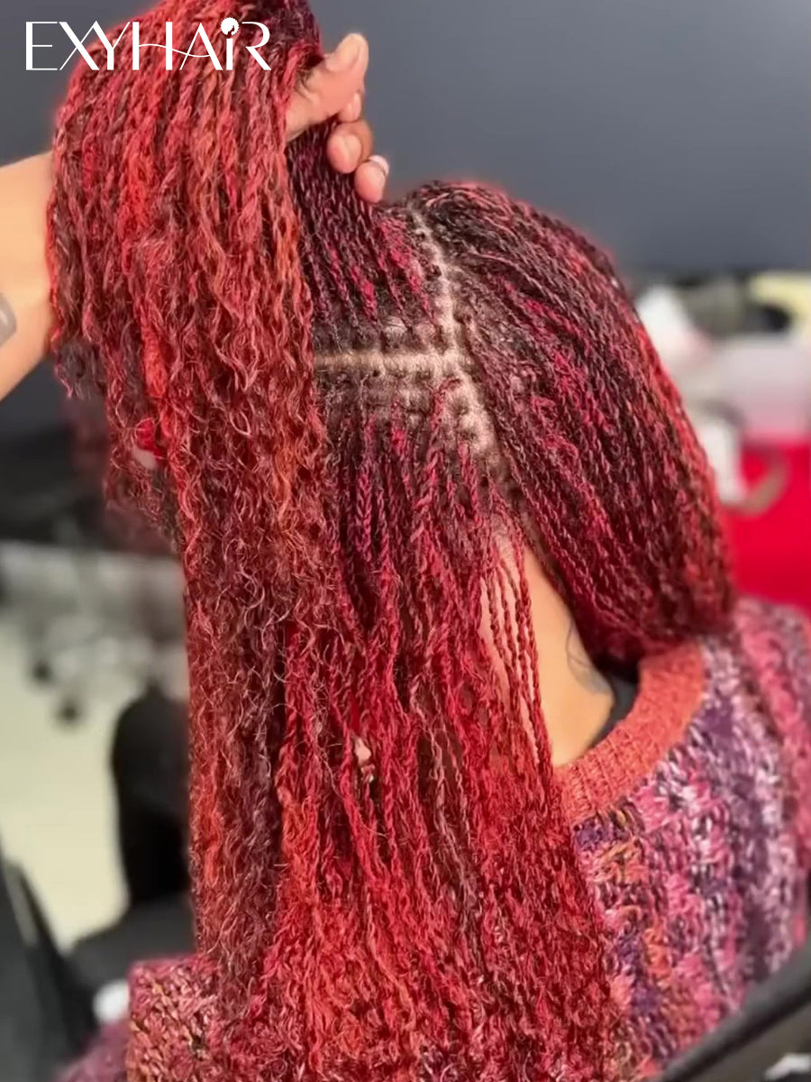 Exyhair #RED Color Tight Afro Kinky Bulk Human Hair for Draedlock Extensions, Repair Locs, Twists and Braids