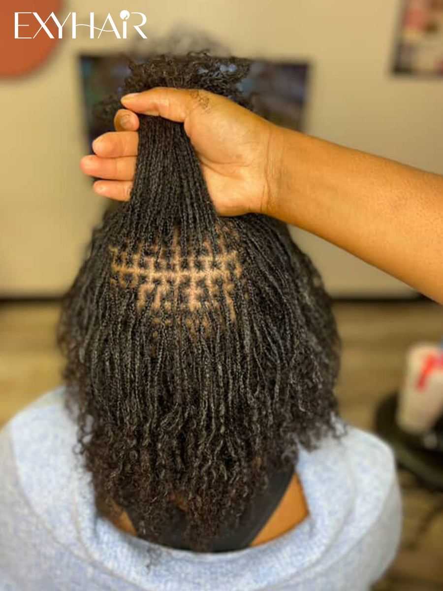 Exyhair 5 Packs 150g Tight Afro Kinky Bulk Human Hair for Dreadlocks Twisting and Braiding with Crochet Hook
