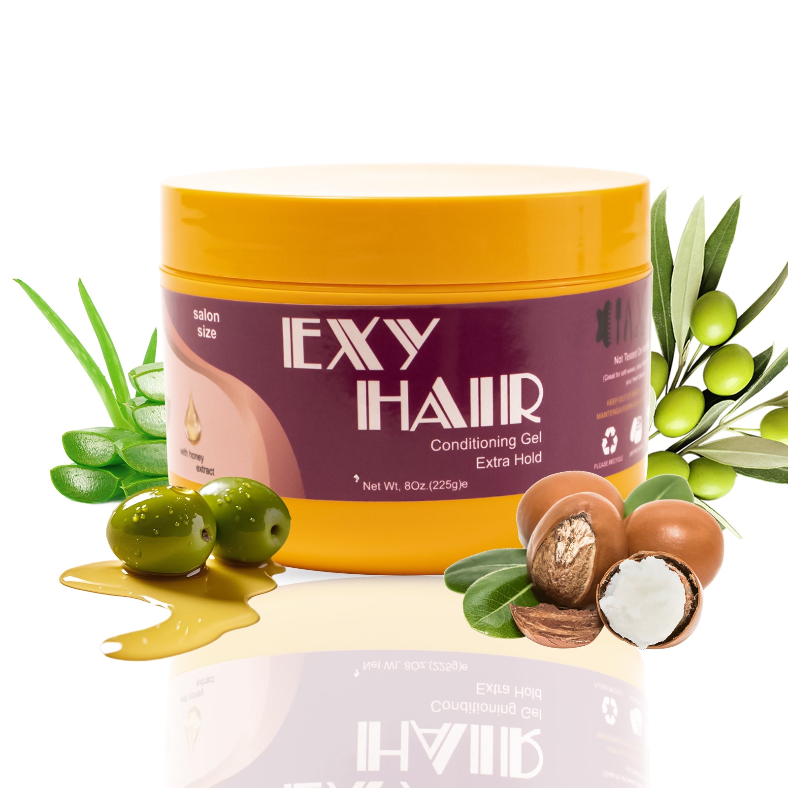 Exyhair Extra Hold Hair Styling Gel 8 oz 16 oz For Twists Braids Locs and Edges Non Flaking Alcohol Free with Argan Jojoba and Olive Oils
