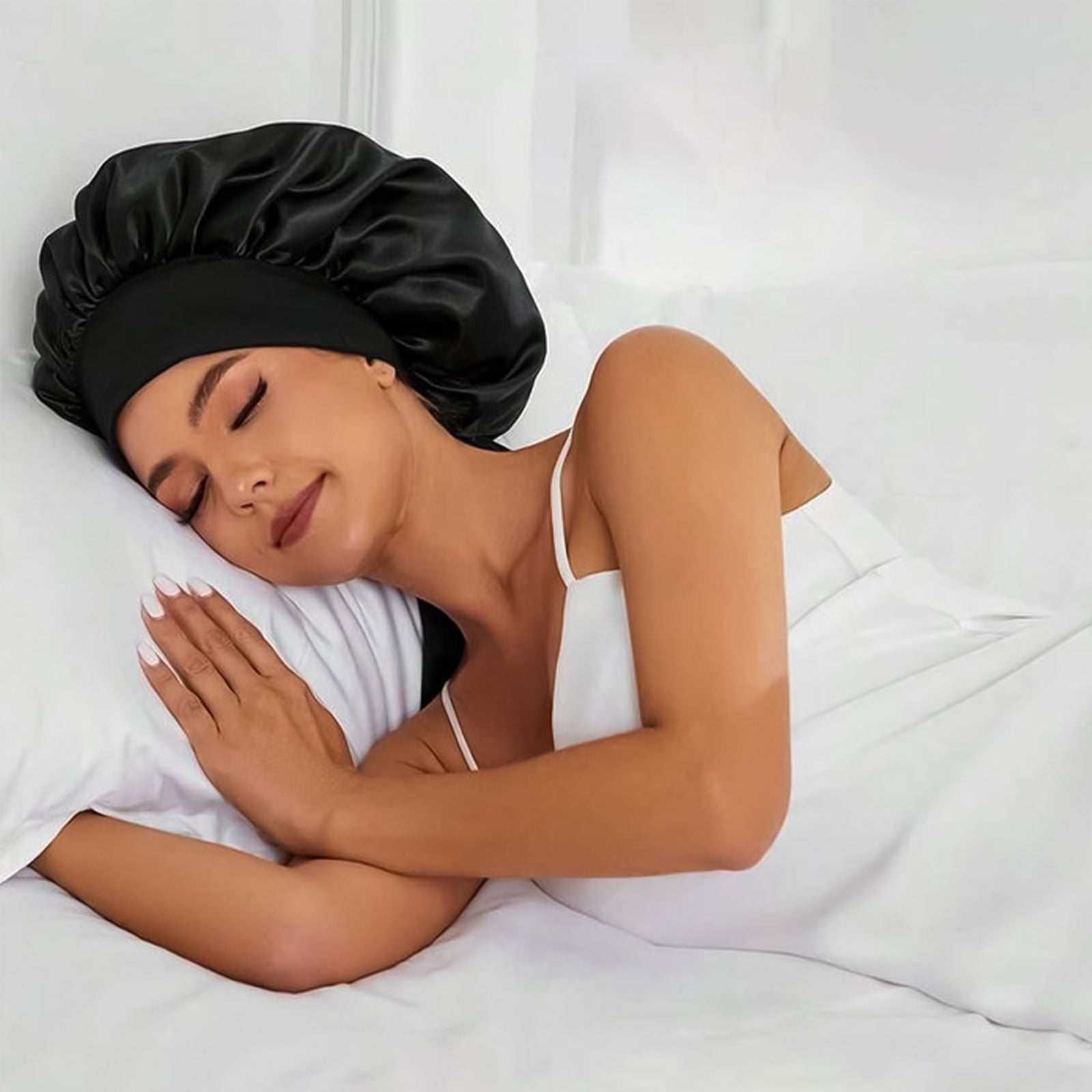 Exyhair Extra Large Satin Sleep Cap for Women with Long Hair, Braids, or Dreadlocks Oversized Night Bonnet for Natural Hair Protection