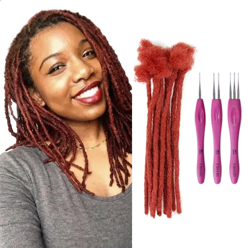Exyhair #Red Crochet Dreadlock Extensions 100% Human Hair (Free crochet hook + Free shipping)