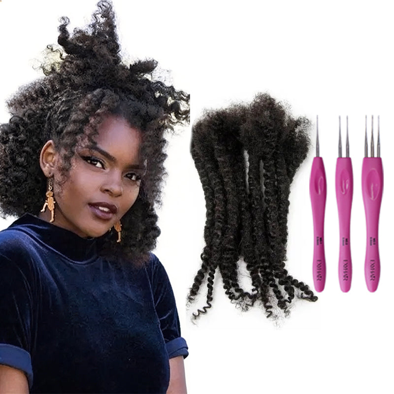 Exyhair Textured Locs Afro Kinky 100% Human Hair (Free crochet hook + Free shipping)