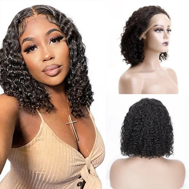 Exyhair 180% Density Jerry Curly Short Bob 13*4 Lace Front Wigs 100% Human Hair Wigs Pre Plucked Human Hair Wigs