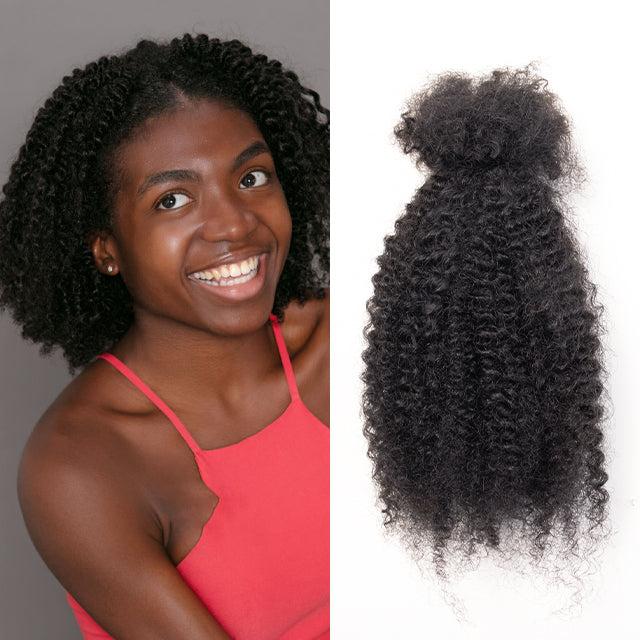 Exyhair Afro Kinky Curly Human Hair Bulk Curly Texture for Permanent Micro Locs,Twists, Braids, Repair Locs (#1B Natural Black)
