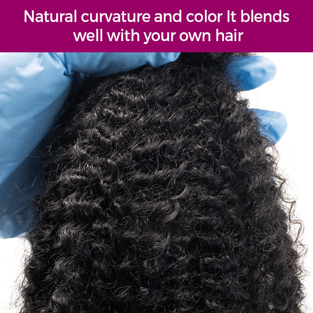 Exyhair Afro Kinky Curly Human Hair Bulk Curly Texture for Permanent Micro Locs,Twists, Braids, Repair Locs (#1B Natural Black)