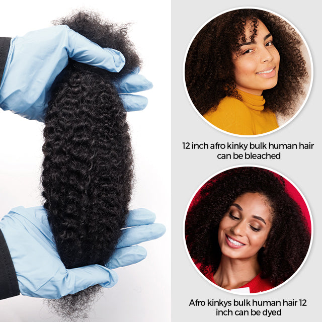 Exyhair Afro Kinky Curly Human Hair Bulk Curly Texture for Permanent Micro Locs,Twists, Braids, Repair Locs (#1B Natural Black)