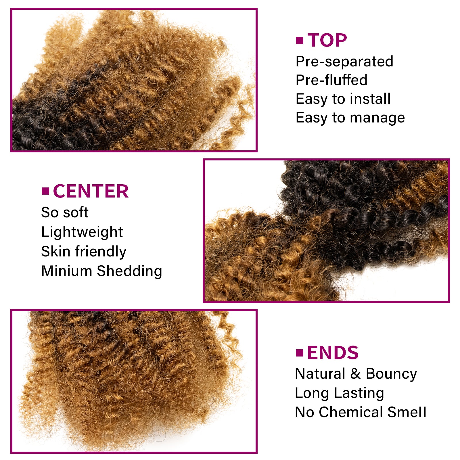 Exyhair Afro Kinky Curly Human Hair Bulk Curly Texture for Permanent Micro Locs,Twists, Braids, Repair Locs (#1B Natural Black)