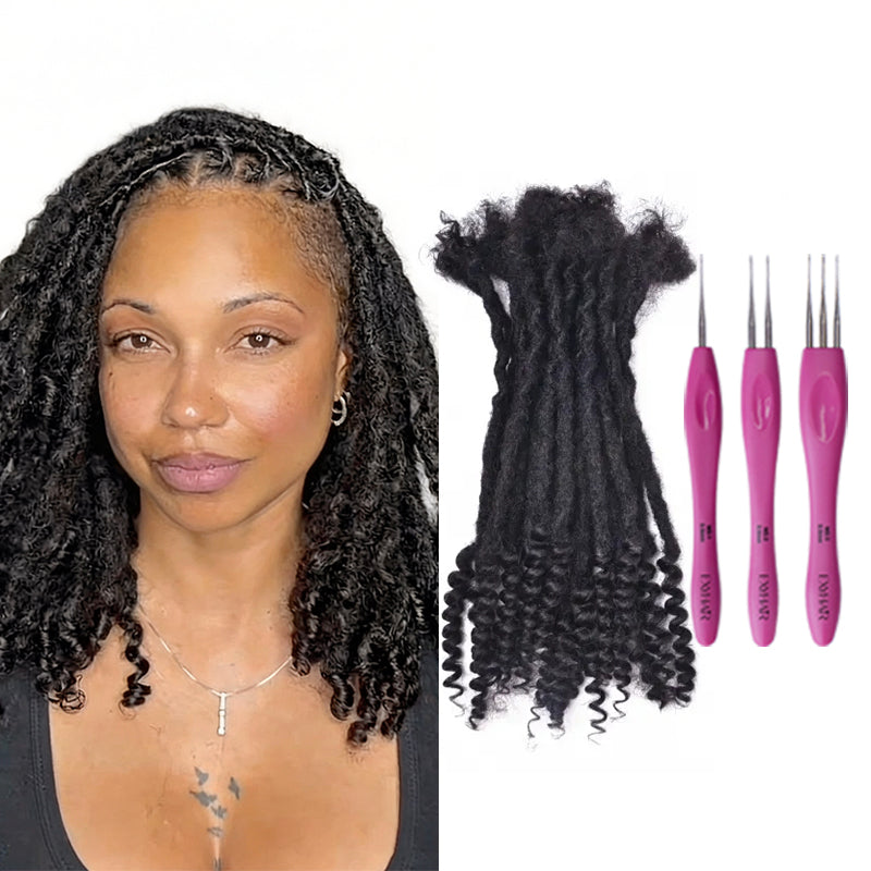 Exyhair Culture locs with curly ends Afro Kinky Human Hair Crochet Dreadlock Extensions (Free crochet hook + Free shipping)