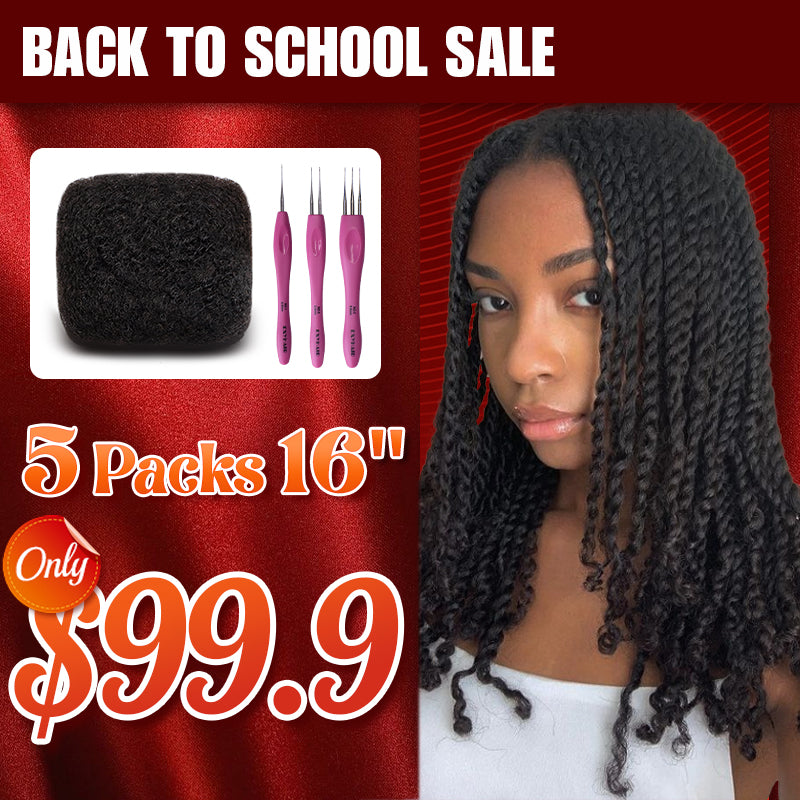 Exyhair 16 inch Tight Afro Kinky Bulk 100% Human Hair for Ideal to Make/ Repair Afro Hair Braids, Dreadlocks Extension, Afro Twist