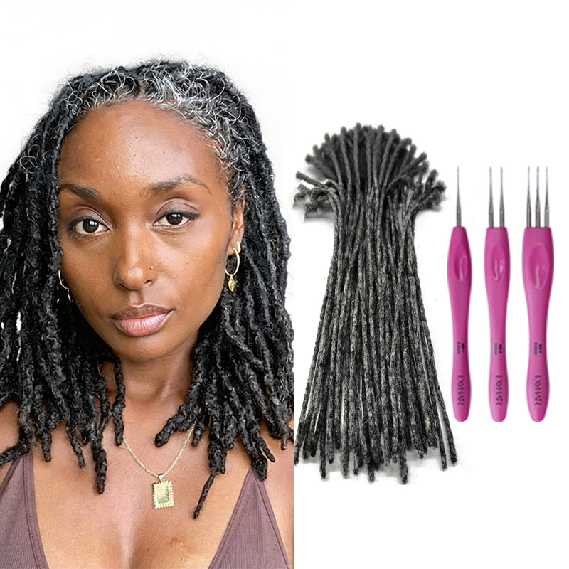 Exyhair #Salt and Pepper High Quality Afro Kinky 100% Human Hair Crochet Dreadlock Extensions