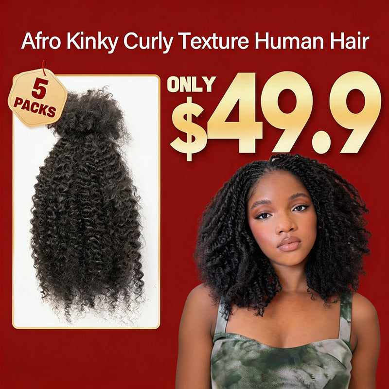 Exyhair Afro Kinky Curly Human Hair Bulk Curly Texture for Permanent Micro Locs,Twists, Braids, Repair Locs
