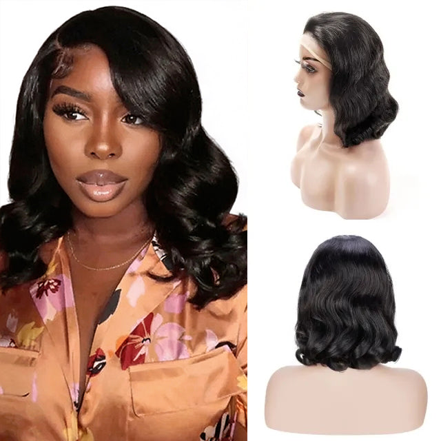 Exyhair Body Wave Short Bob 13*4 Lace Front Wigs 100% 180% Density Human Hair Wigs Pre Plucked Human Hair Wigs