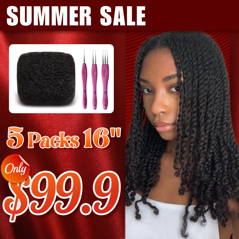 Exyhair 16 inch Tight Afro Kinky Bulk 100% Human Hair for Ideal to Make/ Repair Afro Hair Braids, Dreadlocks Extension, Afro Twist
