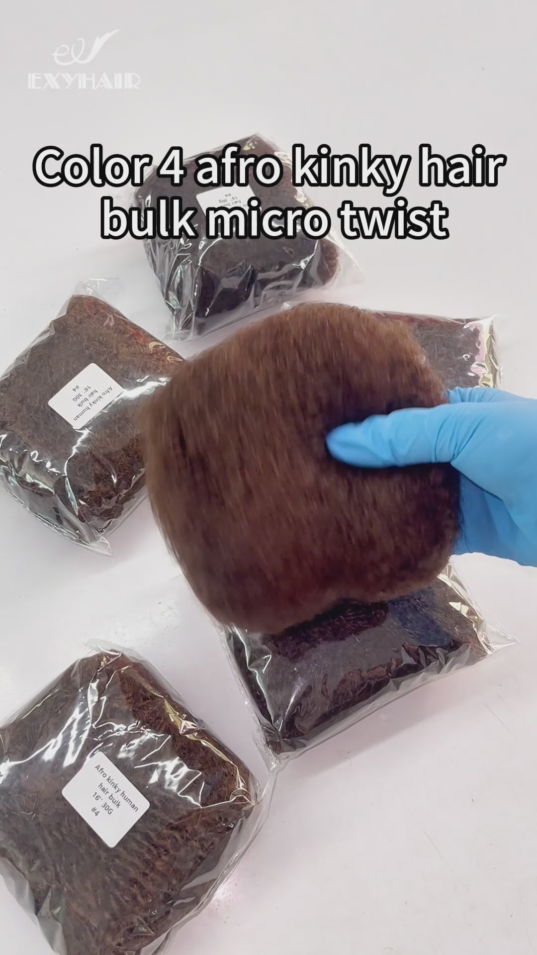 Exyhair #4 Tight Afro Kinky Bulk Human Hair for Draedlock Extensions, Repair Locs, Twists and Braids