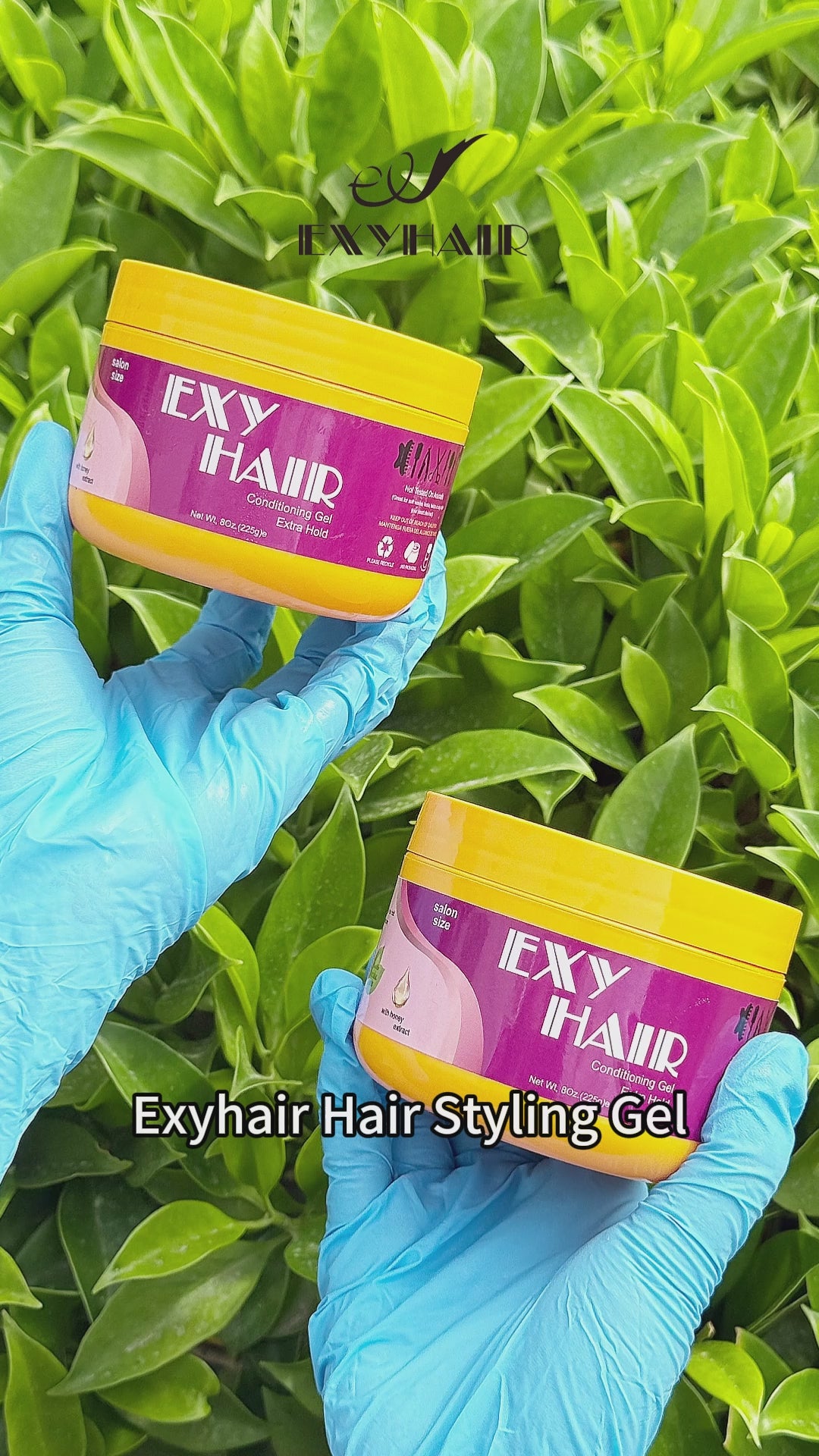 Exyhair Extra Hold Hair Styling Gel 8 oz 16 oz For Twists Braids Locs and Edges Non Flaking Alcohol Free with Argan Jojoba and Olive Oils