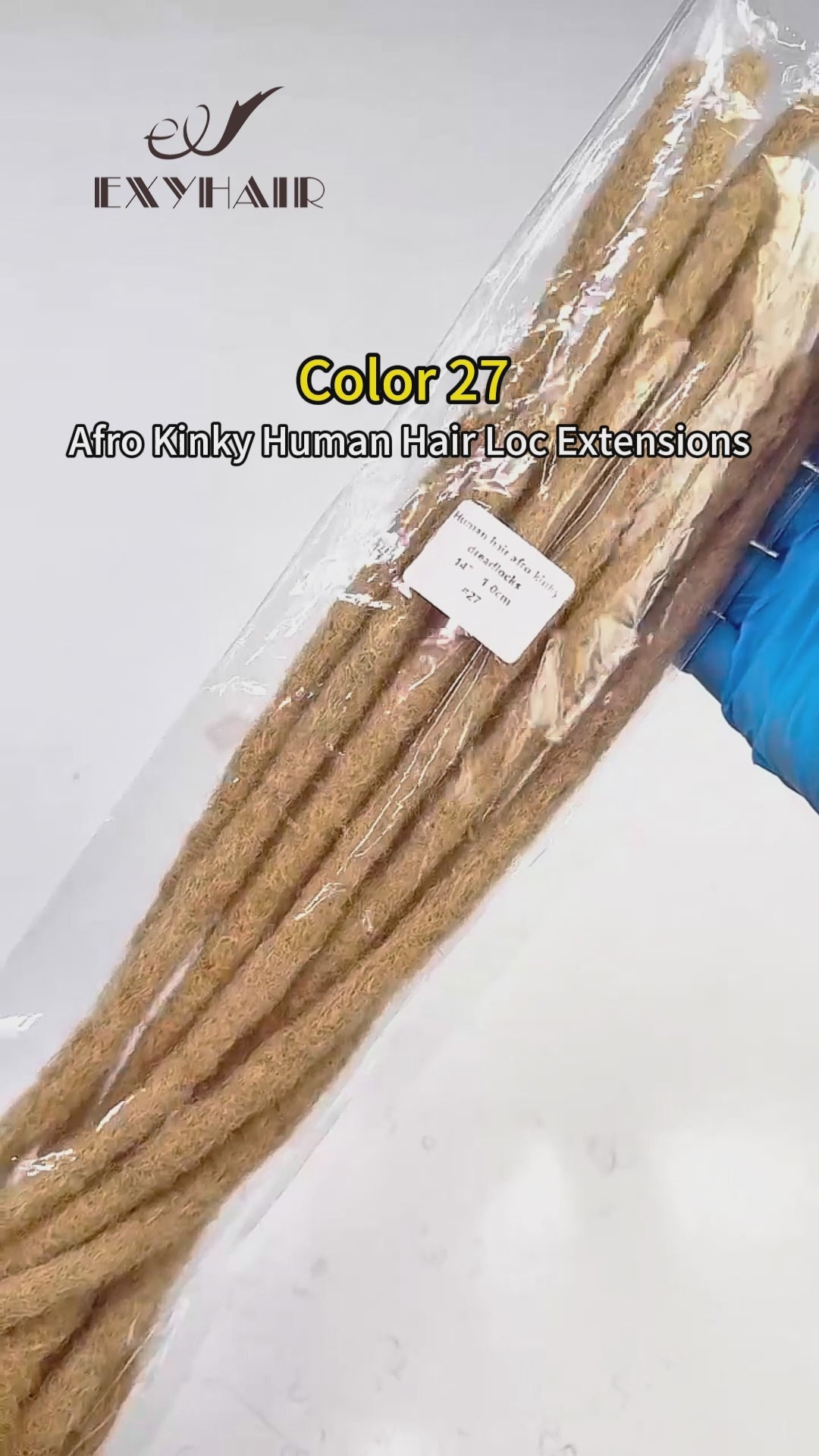 Exyhair Color 27 Afro Kinky Human Hair Loc Extensions High Quality Crochet Dreadlocks with Free Hook and Free Shipping