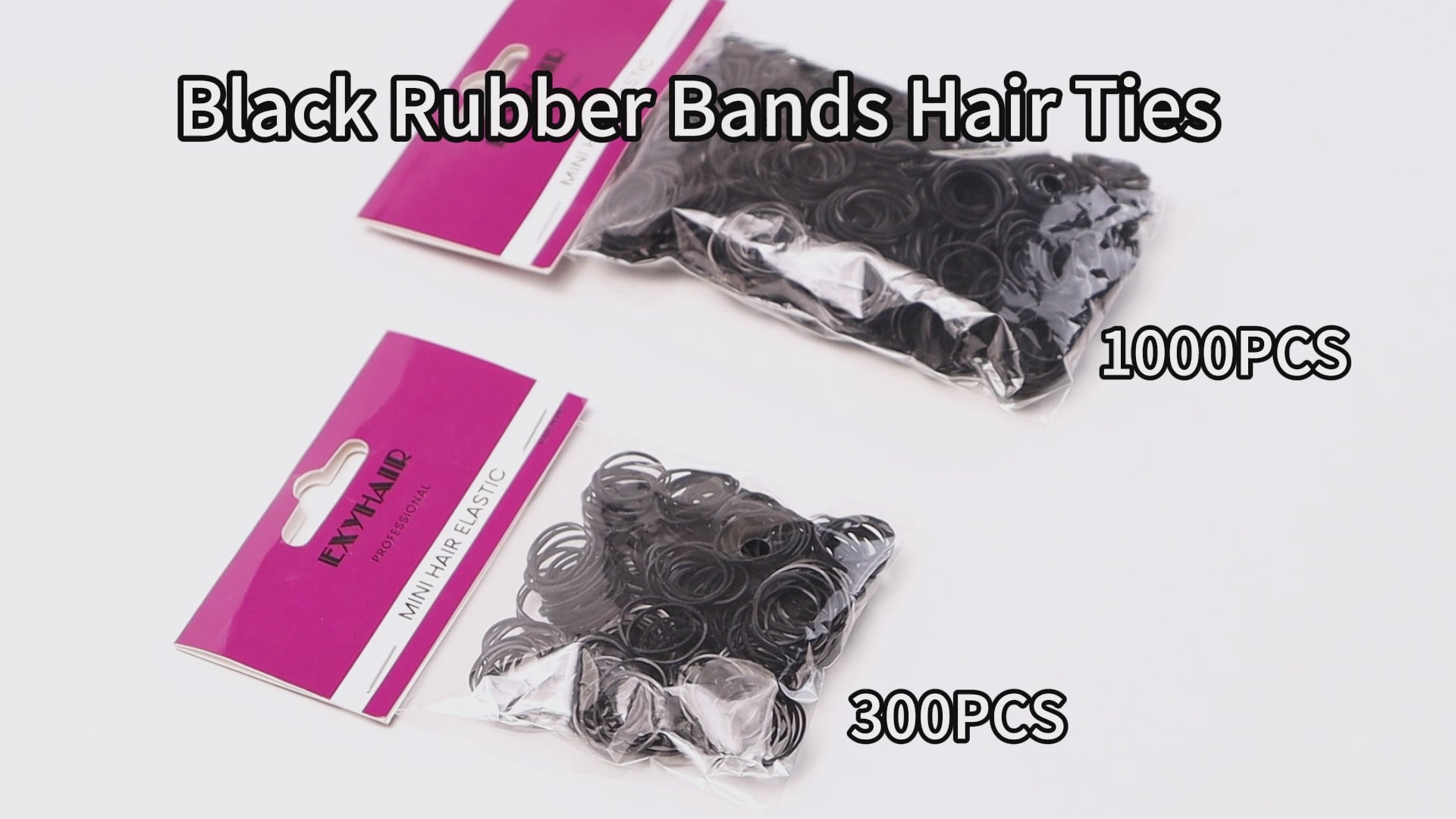 Exyhair Black Elastic Hair Ties Non Slip Rubber Bands for Girls and Women