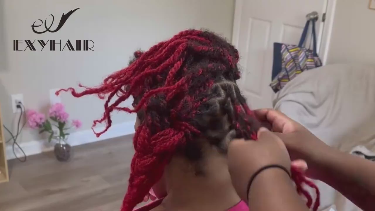 Exyhair #RED Color Tight Afro Kinky Bulk Human Hair for Draedlock Extensions, Repair Locs, Twists and Braids