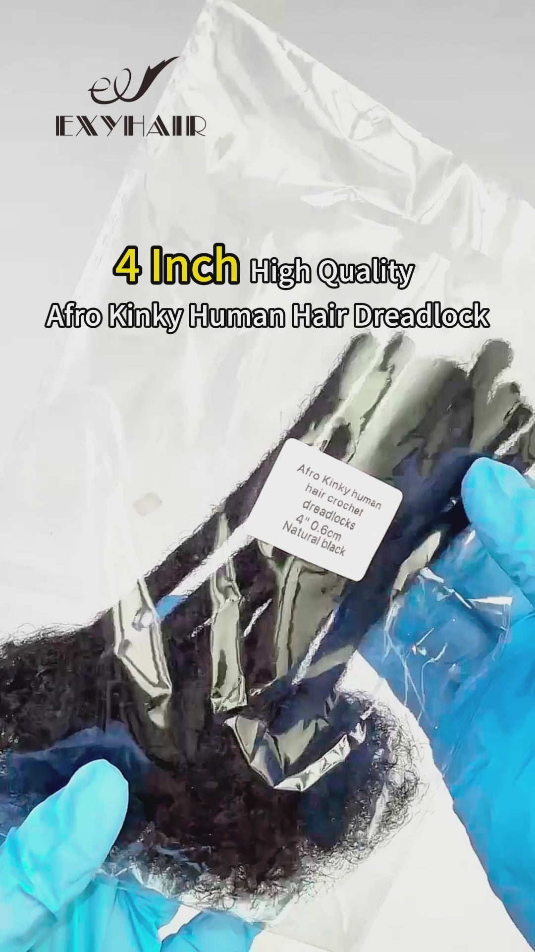 Exyhair 4 Inch Hot Style High Quality Afro Kinky Human Hair Crochet Dreadlock Extensions ( Free crochet hook + Free shipping)