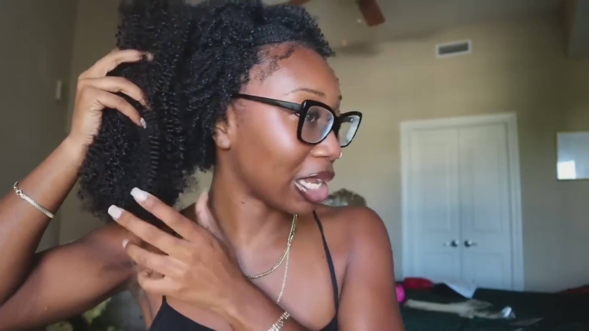 Exyhair Afro Kinky Bulk 100% Human Hair Bundles, Kinky Curly 3 Pack 1B Natural Black, Perfect for Braiding, Twists & Dreadlocks with Crochet Hook