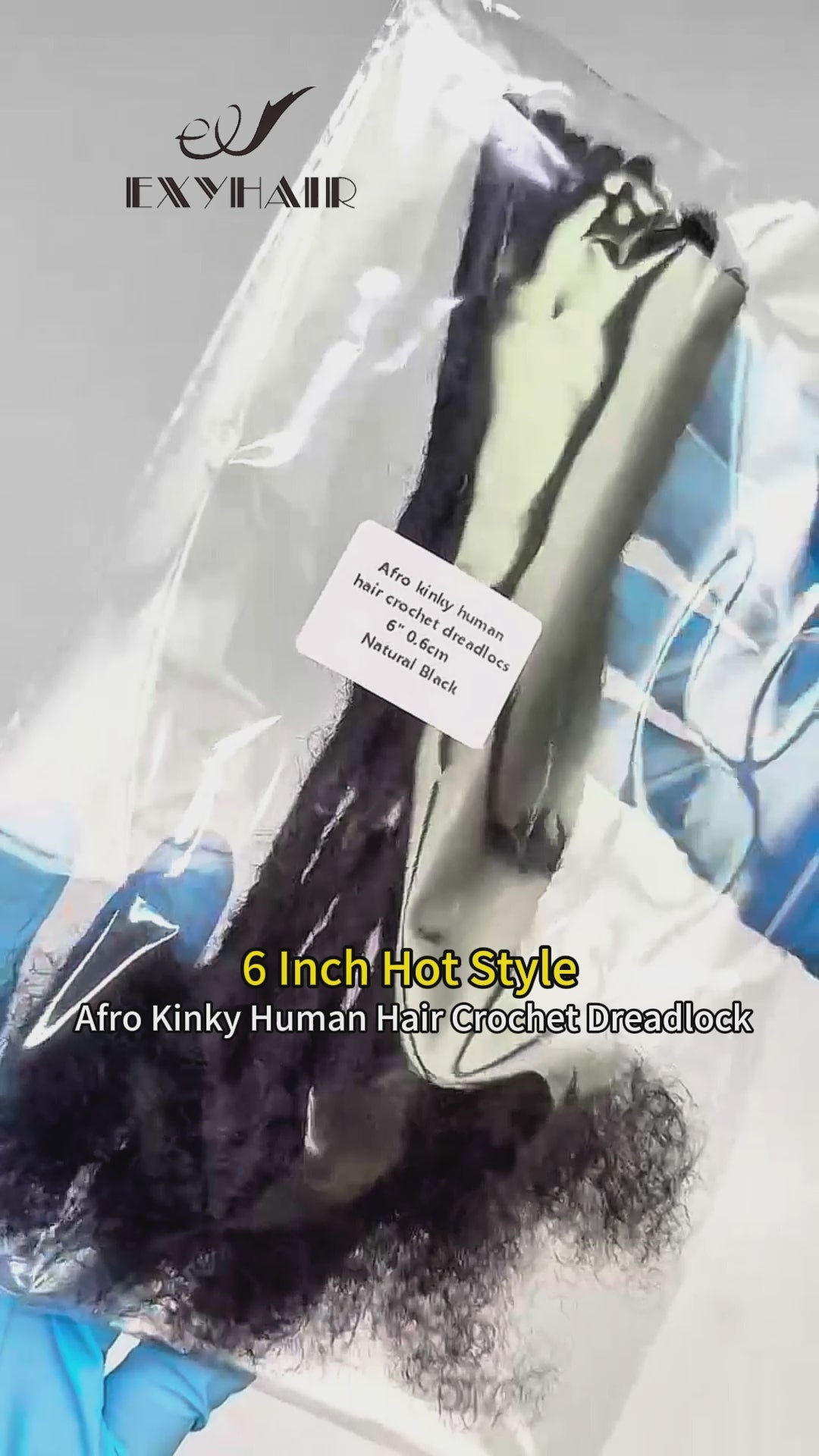 Exyhair 6 Inch Hot Style High Quality Afro Kinky Human Hair Crochet Dreadlock Extensions ( Free crochet hook + Free shipping)