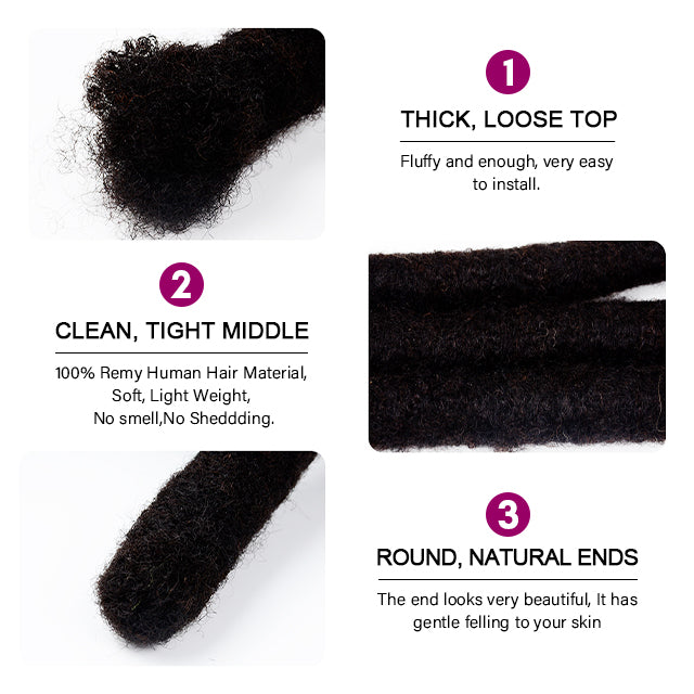 Exyhair Wick Loc Extensions Made with 100％ Human Hair for Men and Women